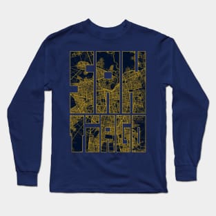 Santiago, Chile City Map Typography - Gold Art Deco Long Sleeve T-Shirt